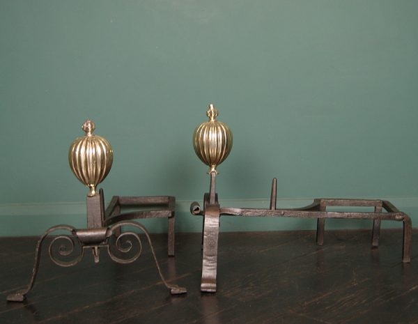 Italian Wrought-Iron and Brass Andirons (Sold)