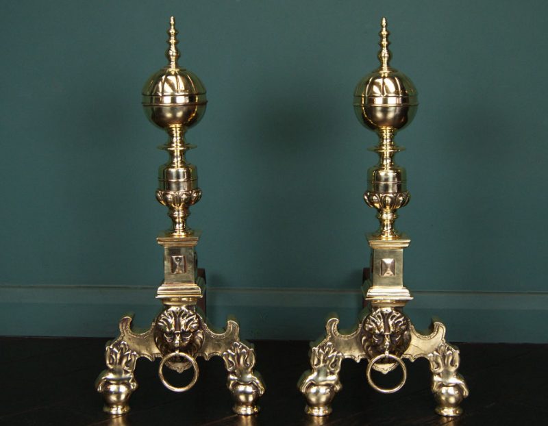 Large Pair of Brass Fire Dogs
