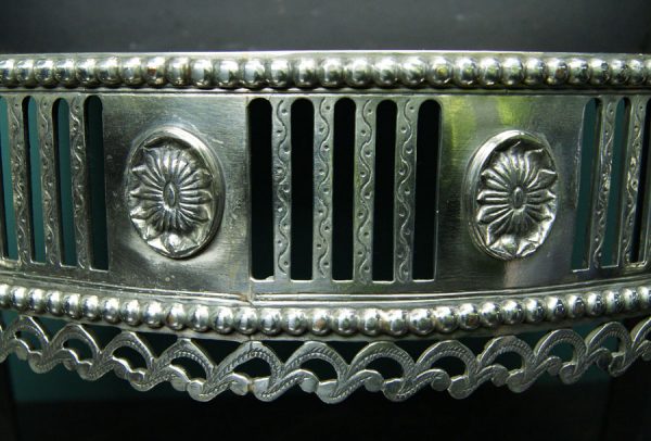 Engraved German Silver Serpentine Fire Grate