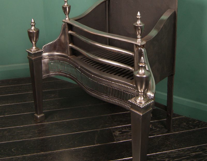 A 19th Century Polished Steel Fire Grate in the Adam-Style