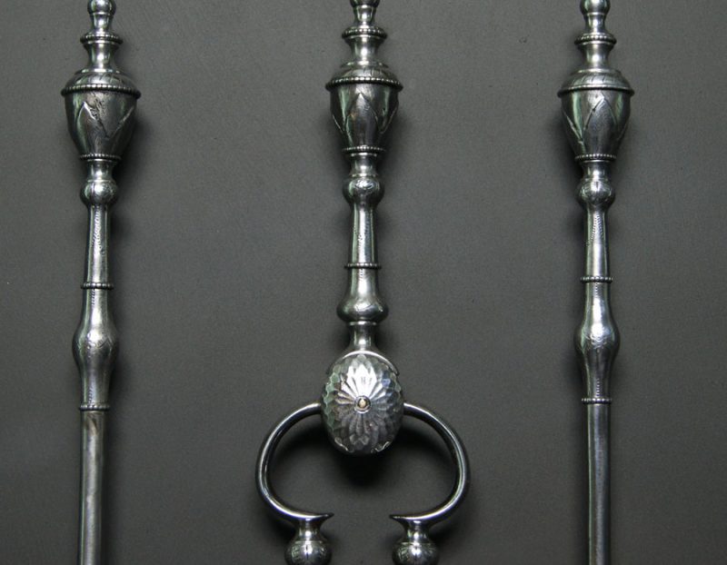 Urn-Topped Engraved Georgian Fire Irons