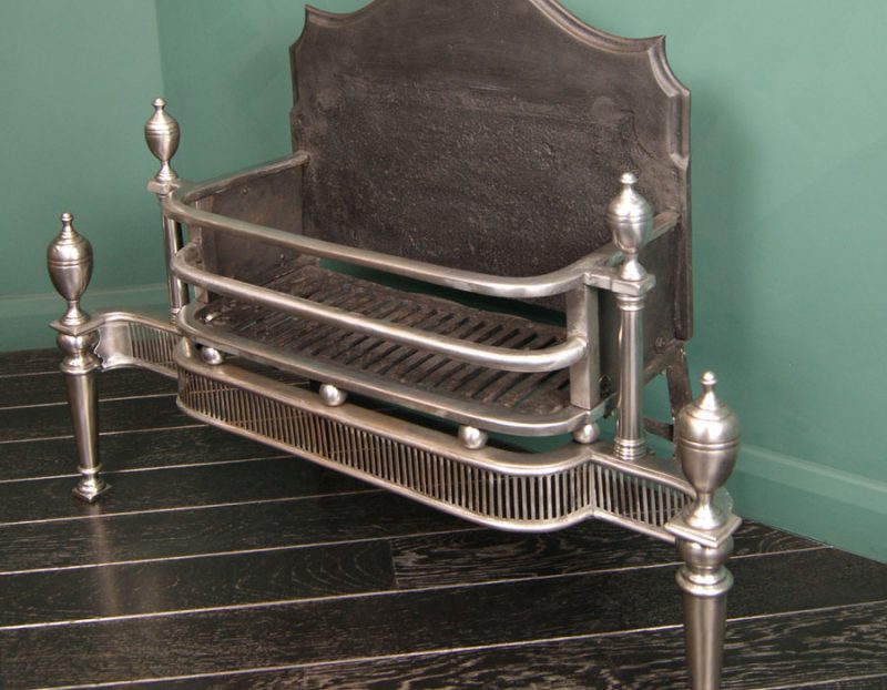 Large Polished Steel Fire Grate (Sold)