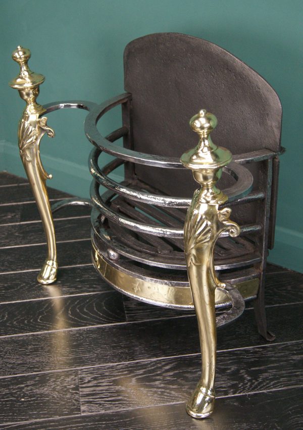 English Wrought & Brass Fire Basket (Sold)