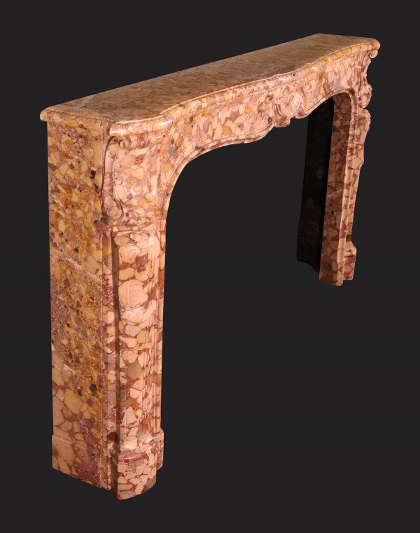A 19th Century Louis XV Style Fireplace Chimneypiece in Breche d’Alep Marble