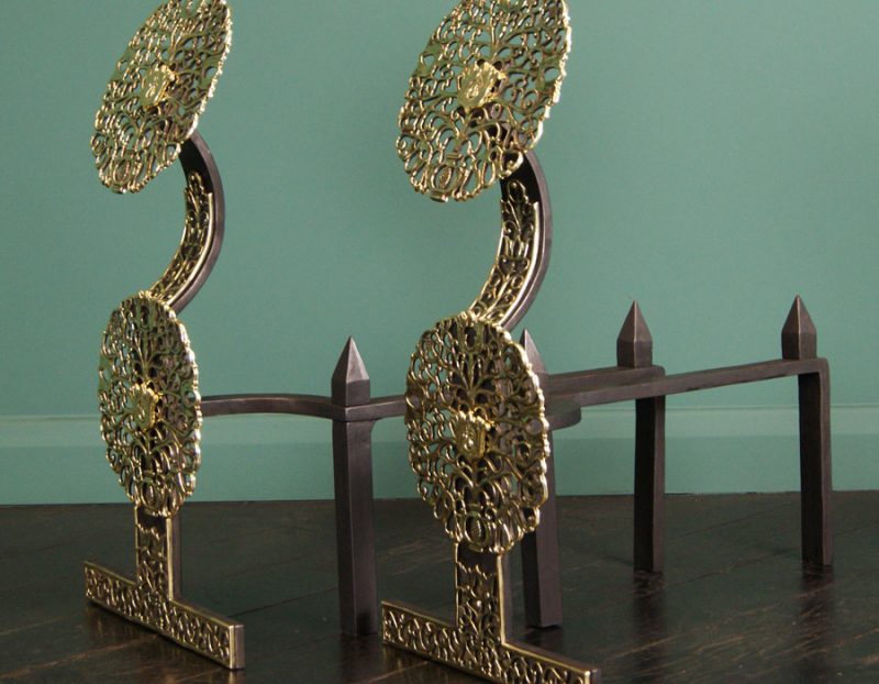 Foliated Fireplace Andirons (Sold)