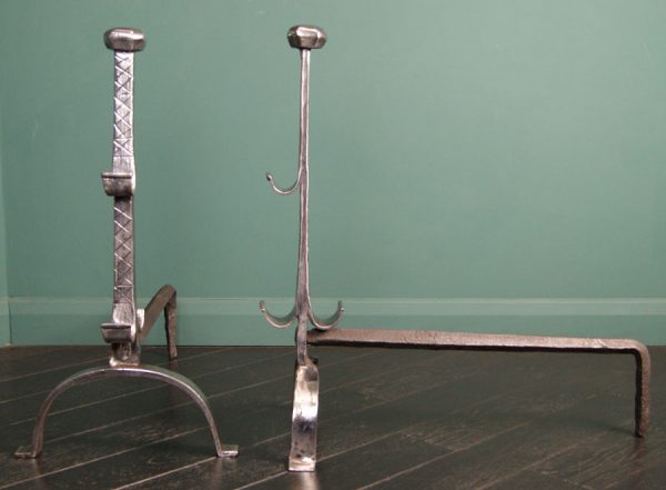 Polished Wrought-Iron Andirons (Sold)