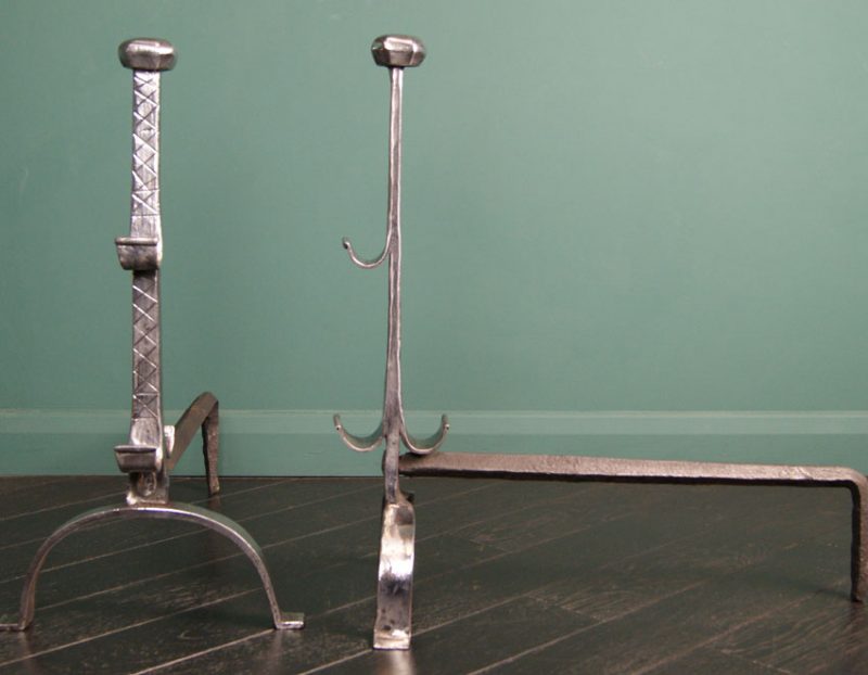 Polished Wrought-Iron Andirons (Sold)