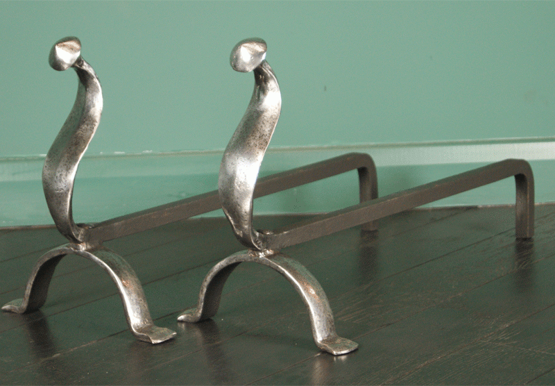 Polished Wrought Andirons (Sold)