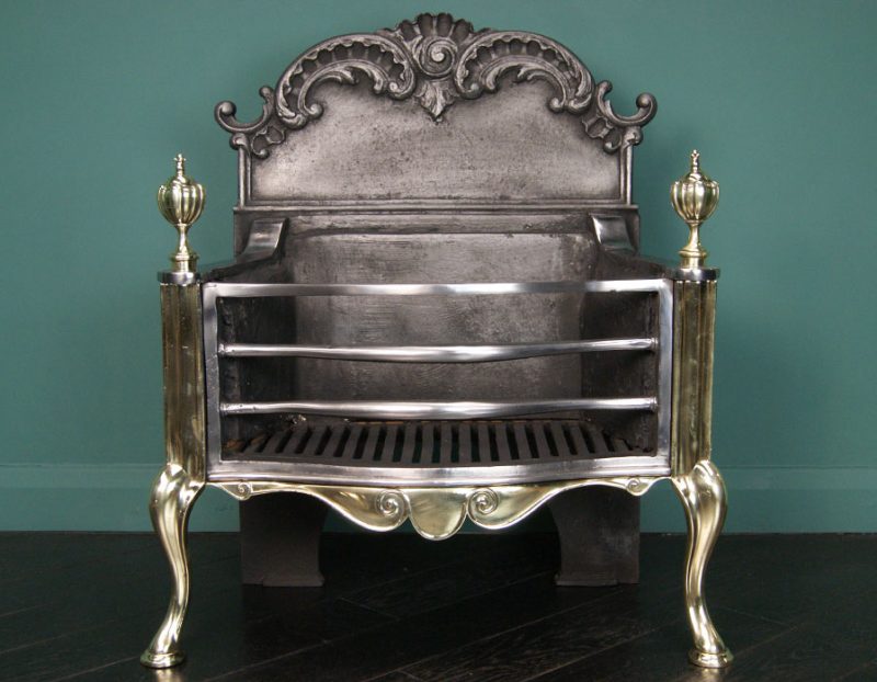 Polished Wrought & Brass Fire Basket (SOLD