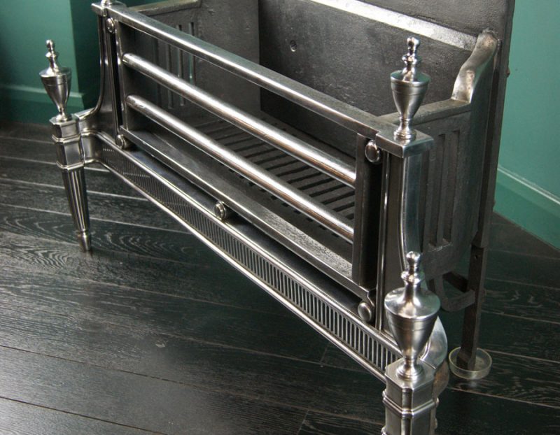 Polished Steel Free-Standing Fire Grate (SOLD)