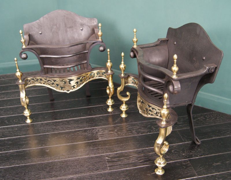 Pair of Black-Iron & Brass Fire Grates (Sold)