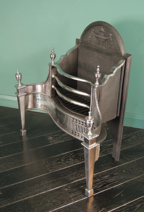 A Polished Steel Dog Grate by Thomas Elsley (SOLD)