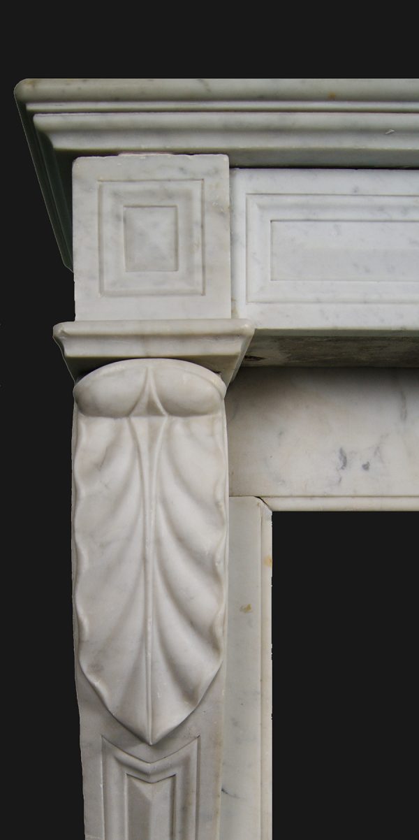 French Carrara Marble Fireplace in the Louis XVI manner