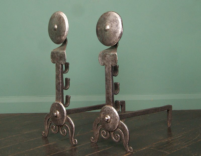 Polished Wrought-Iron Fire Dogs (SOLD)
