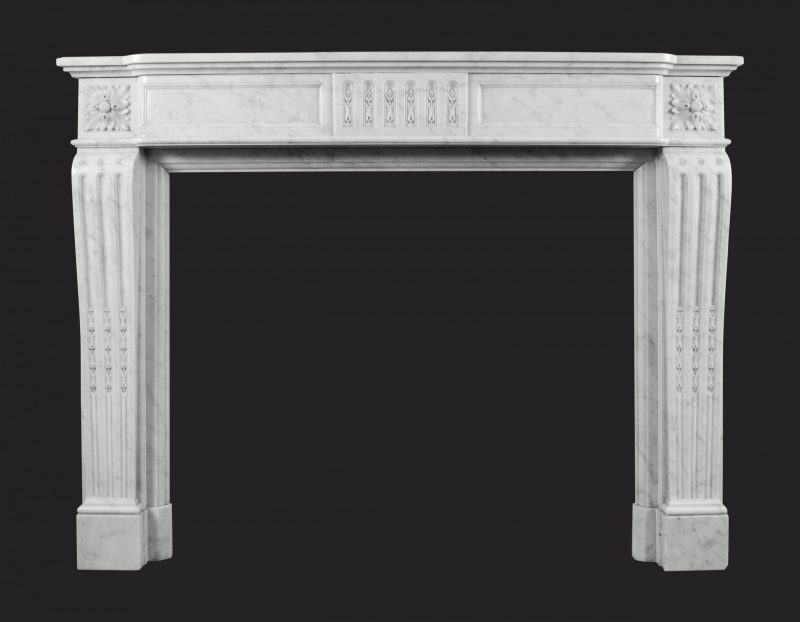 A Carrara Marble French Fireplace in the Louis XVI Manner
