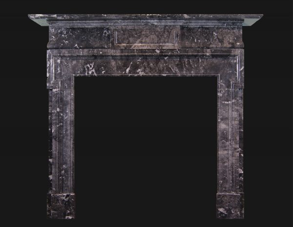 A 19th Century Antique Grey Fossil Marble Fireplace Mantel in the Palladian Manner (Sold)