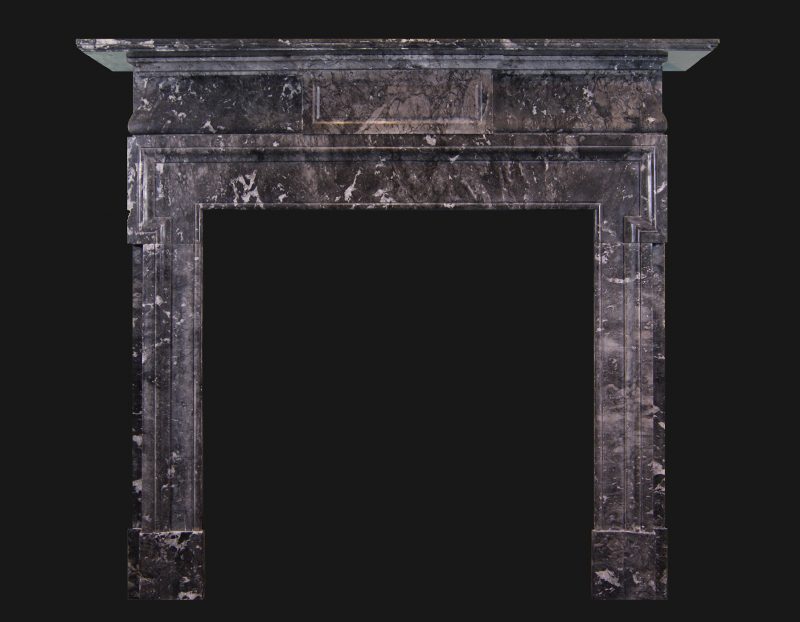 A 19th Century Antique Grey Fossil Marble Fireplace Mantel in the Palladian Manner (Sold)