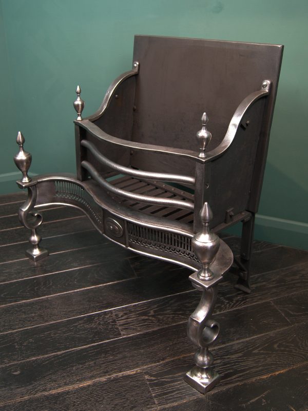 Free-Standing Polished Wrought Fire Basket (Sold)