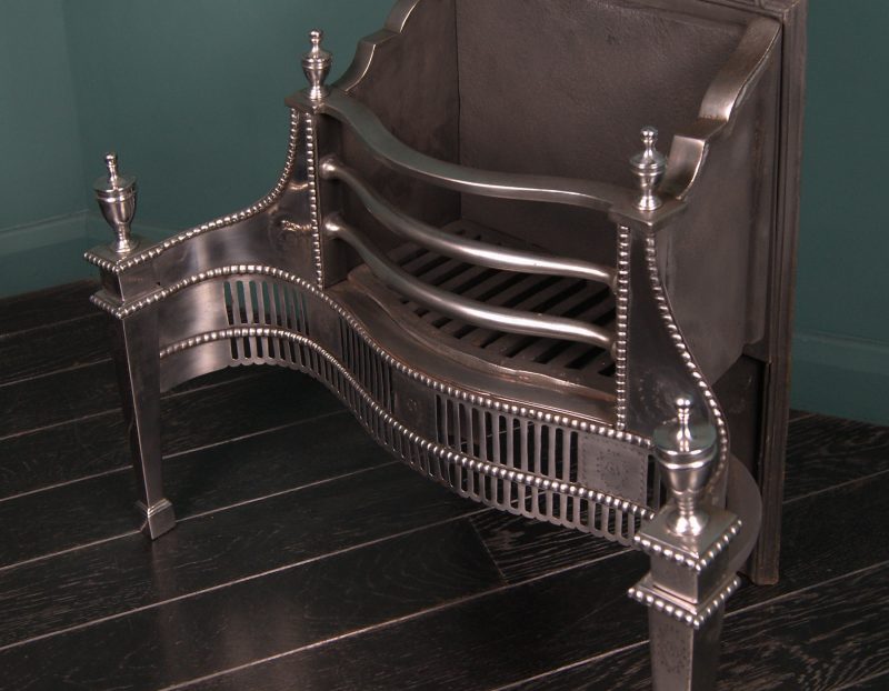 English Polished Steel Adam-Style Dog Grate by Thomas Elsley