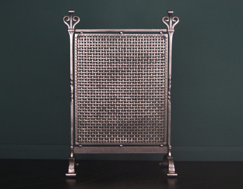 Finely Engraved 20th Century Wrought Fire Screen by C Downer