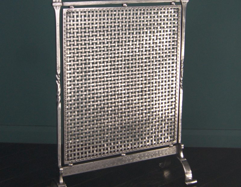 Finely Engraved 20th Century Wrought Fire Screen by C Downer