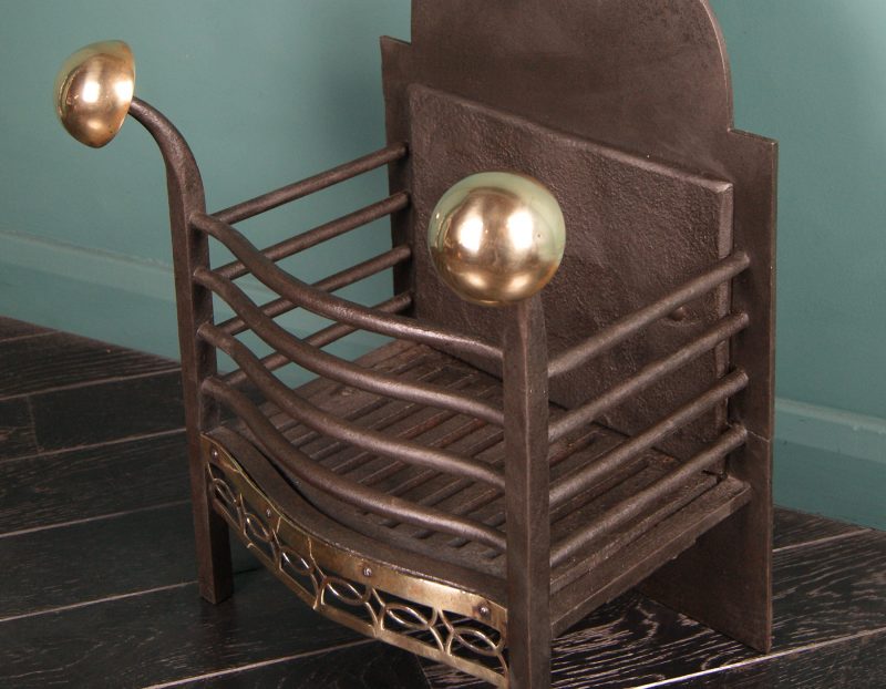 Small Wrought & Gun-Metal Railed Fire Basket (Sold)