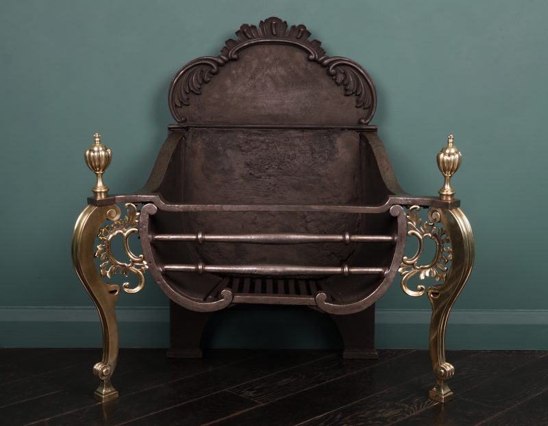 A Rococo Brass & Steel Fireplace Fire Basket (Sold)