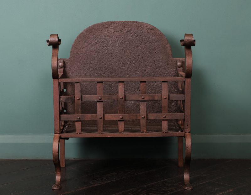A Small Wrought-Iron Fireplace Grate Basket