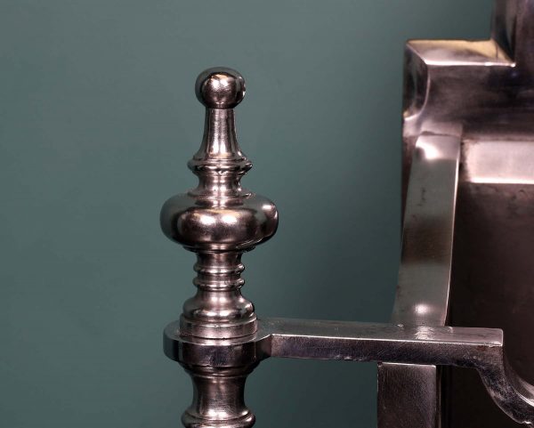 Polished Steel Fire Grate in the Queen Anne Manner
