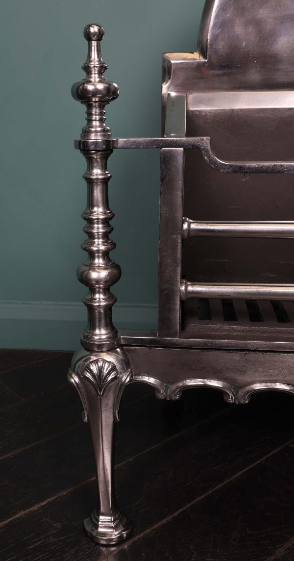 Polished Steel Fire Grate in the Queen Anne Manner