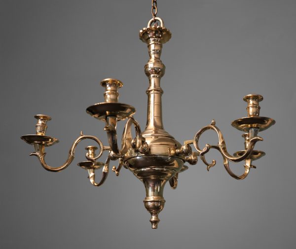 A Fine Early 19th Century English Six Branch Brass Chandelier