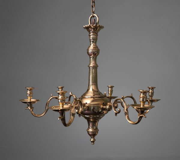 A Fine Early 19th Century English Six Branch Brass Chandelier