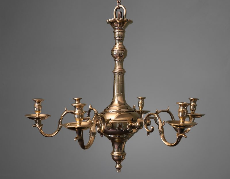 A Fine Early 19th Century English Six Branch Brass Chandelier