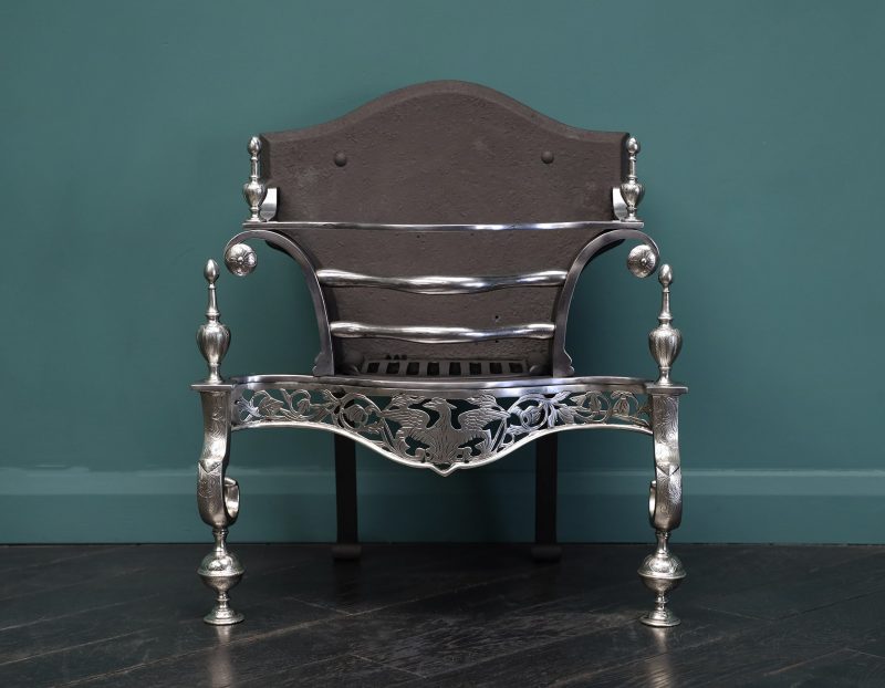 An English Nickel & Steel Fire Grate with Phoenix (Sold)