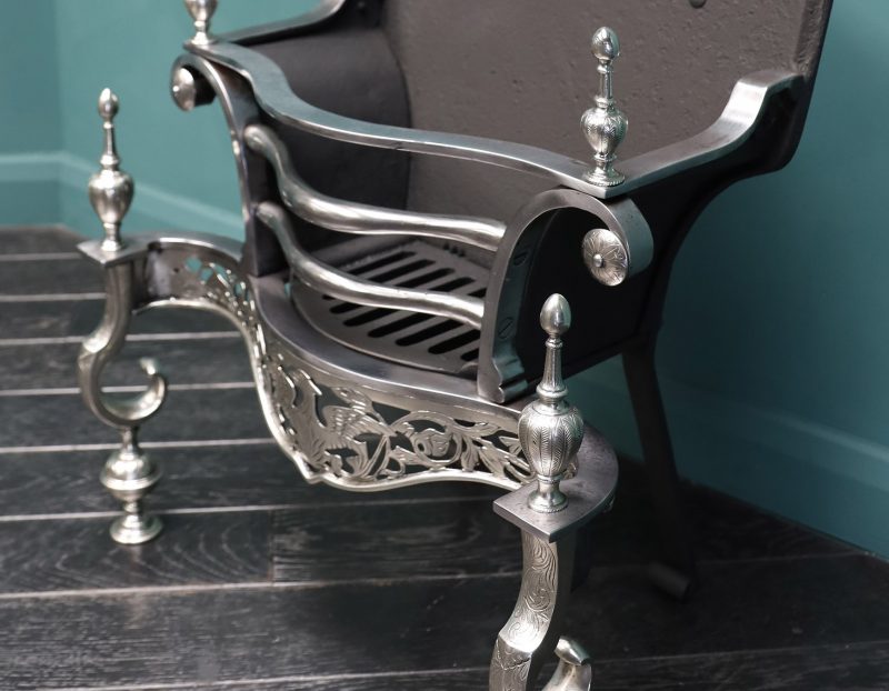 An English Nickel & Steel Fire Grate with Phoenix (Sold)