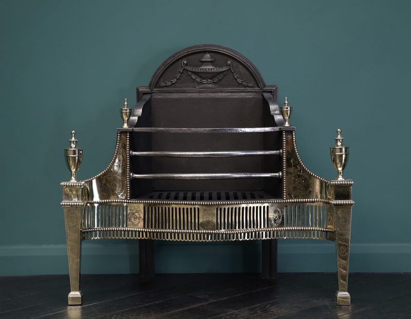 A Polished Brass & Steel Georgian Revival Fire Grate (Sold)