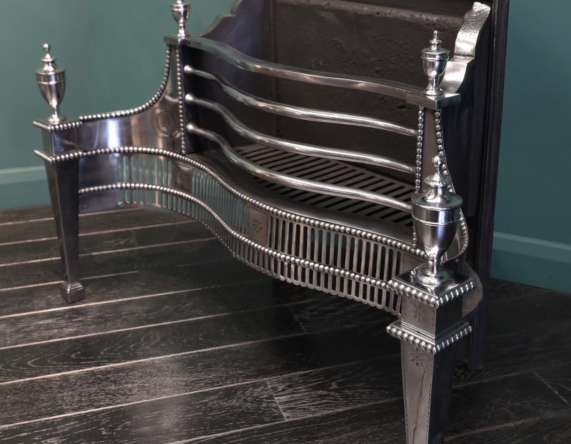 An English Georgian Revival Polished Steel Fire Grate by Thomas Elsley