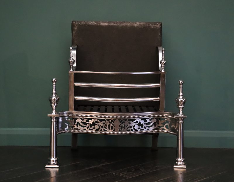 Free-Standing Polished Steel Fire Grate in the Georgian Form