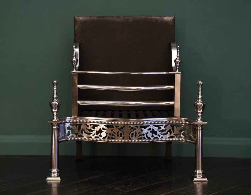 A Free-Standing Polished Steel Fire Grate in the Georgian Form