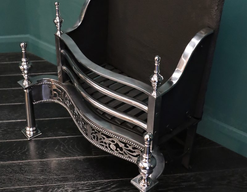 Free-Standing Polished Steel Fire Grate in the Georgian Form