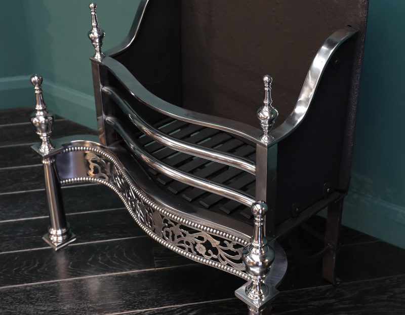A Free-Standing Polished Steel Fire Grate in the Georgian Form
