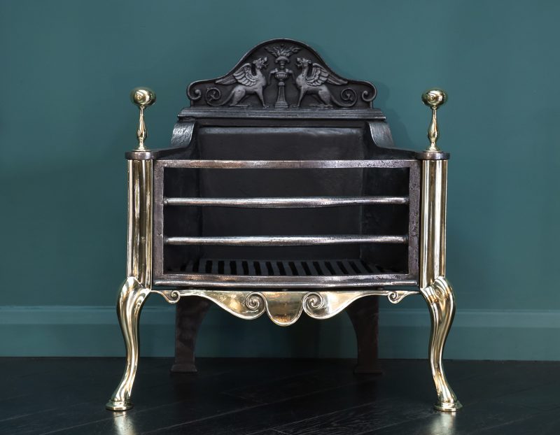 19th Century Brass & Steel Fire Basket by Thomas Elsley
