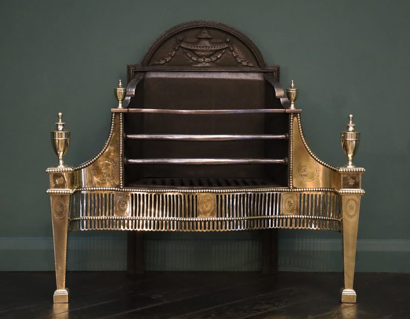 19th Century English Brass & Steel Fire Grate