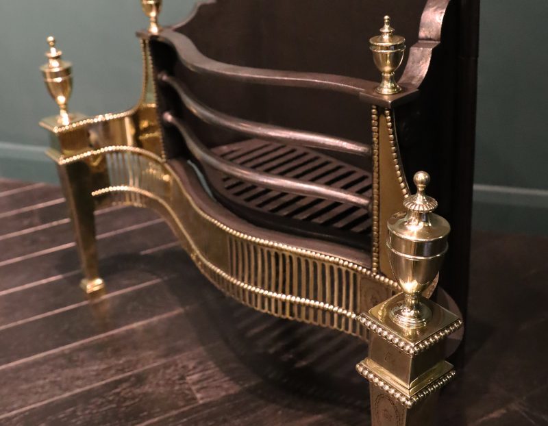 19th Century English Brass & Steel Fire Grate