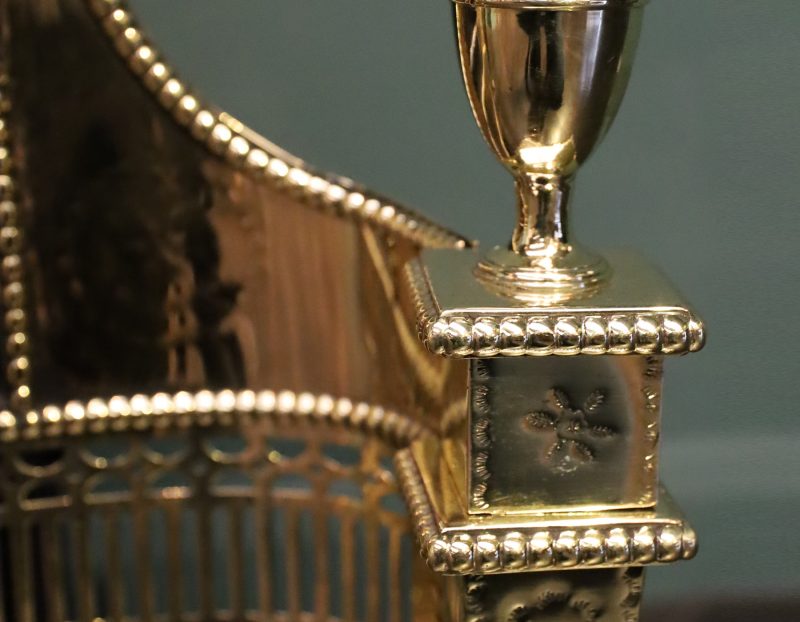 19th Century English Brass, Polished Steel & Cast-Iron Fire Grate