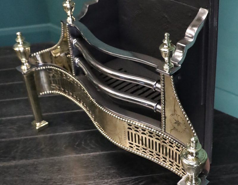 Polished Brass Adam-Style Dog Fire Grate