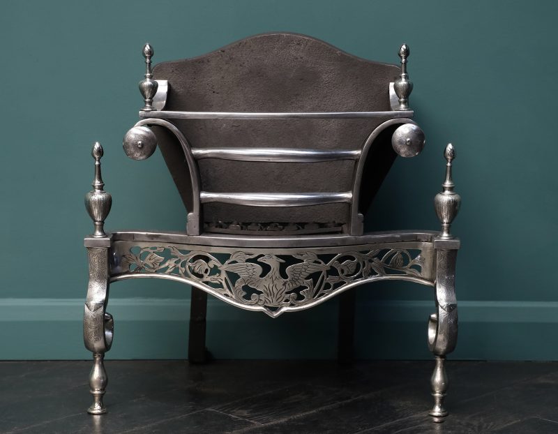 An English Nickel & Steel Fire Grate with Phoenix