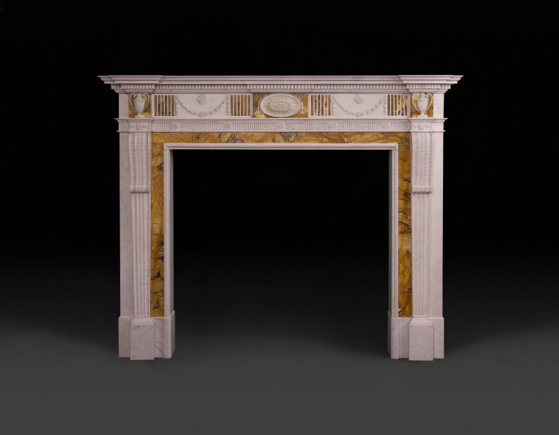 A Fine English Statuary & Sienna Marble Chimneypiece