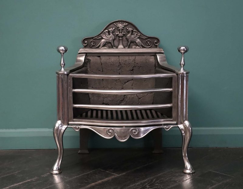 19th Century Polished Steel Fire Basket by Thomas Elsley