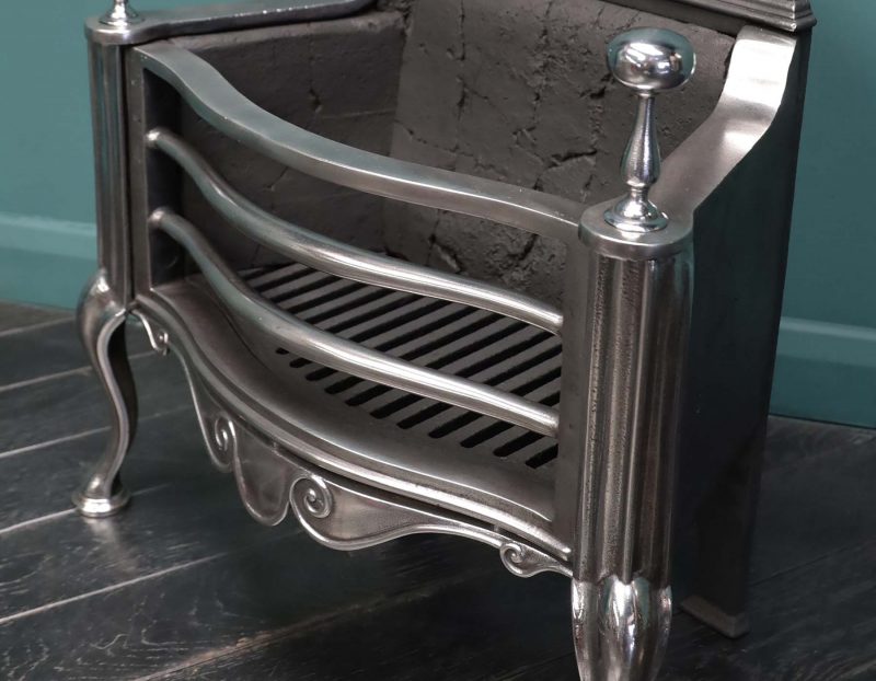 19th Century Polished Steel Fire Basket by Thomas Elsley